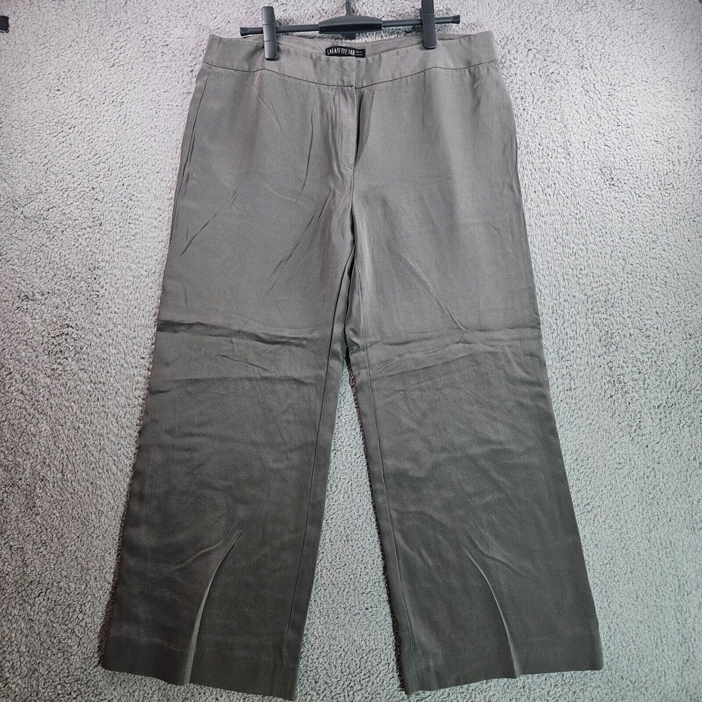 Lafayette 148 Dress Pants‎ Women Size 12 Wide Leg Lined Greenish Gray